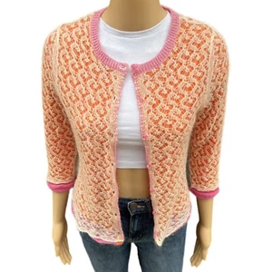 Sigrid Olsen Mohair Cardigan Knit Lace Overlay Designer Sweater - Size PS - Picture 1 of 8