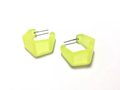 Pendientes de aro geo hexágono Lucita esmerilado amarillo neón Foto 1 de 4