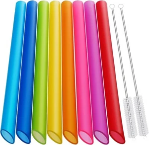 Jumbo Reusable Smoothie Straws Extra Wide Drinking Straw for Milkshake Bobba Tea - Picture 1 of 23