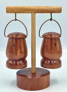 Vintage Wood Salt & Pepper Shaker Ponderosa Ranch Las Vegas hanging set 2.5" new - Picture 1 of 6
