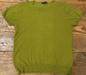Ladies Designer CUE Pear Green Knit Sweater Vest Short Sleeve Sz L (14) EUC!! - Picture 1 of 5