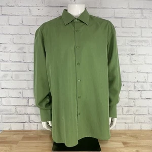 Jhane Barnes Shirt Men's XXL Long Sleeve Button Up Tencel Lyocell Green Oversize - Picture 1 of 15