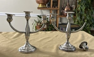 Pair of Woodward & Lothrop Sterling Silver 3 Candle Candelabras Used-Please Read - Picture 1 of 12
