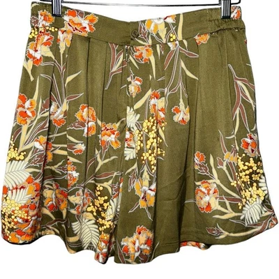 Pantalones Cortos MinkPink Nuevos con Etiquetas Para Mujer Talla L Verde Multi Floral Cintura Alta Fluidos Foto 1 de 4
