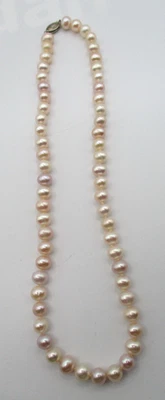 COLLAR DE PERLAS ROSAS GENUINAS con broche de plata esterlina ~ 6 mm ~ 17 1/2" Foto 1 de 4