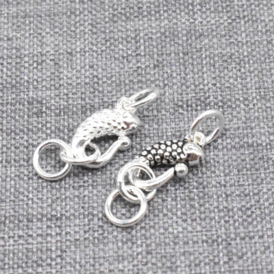 5 Sterling Silver Fish S Clasps with Rings 2-Sided 925 Silver Hook Connectors - Image 1 of 4