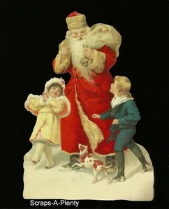 German Embossed Vintage Style Scrap Die Cut-Lrg Christmas Santa Children BK5137 - Bild 1 von 1