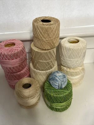 LOT 10 Antique Crochet Yarn  Best Six Cord Clarks Big Ball 30 Cord VTG See Pics - Image 1 of 4