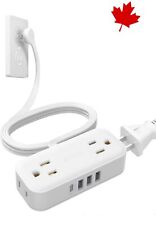 Compact USB C Power Bar with Flat Plug, 5ft Indoor Flat Extension Cord, 4 USB...