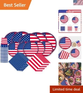 Patriotic Party Supplies Set — 25 Eco-Friendly American Flag Plates & Napkins - Picture 1 of 9