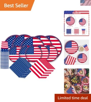 Patriotic Party Supplies Set — 25 Eco-Friendly American Flag Plates & Napkins - Image 1 of 4