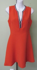 SANDRO OF PARIS FIT & FLAIR ORANGE POLYESTER DRESS / 32" BUST - Picture 1 of 6