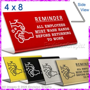 4x8 Engraved Plastic Professional Office Desk Sign EMPLOYEES WASH HANDS E - Picture 1 of 6