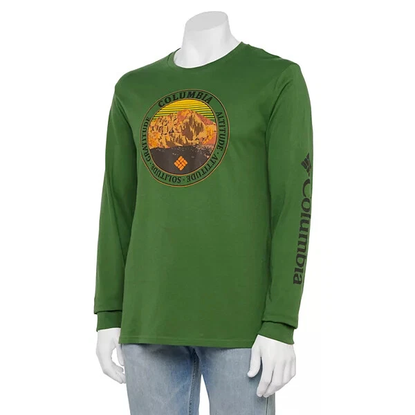 Columbia Men's Green Long Sleeve Graphic Tee T-Shirt L, XL, 2XL Choose Size New - Image 1 of 1