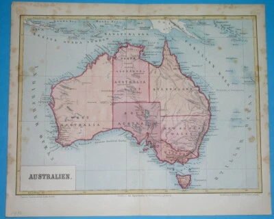 1877 rare ORIGINAL MAP AUSTRALIA NEW SOUTH WALES SYDNEY PERTH BRISBANE MELBOURNE - Image 1 of 4