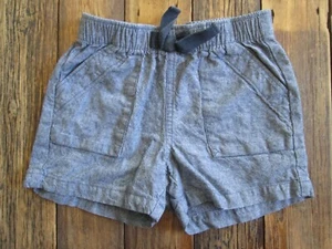 Tea Boys Shorts Size 5 Blue Linen Cotton Blend Chambray Elastic Waist Short - Picture 1 of 8