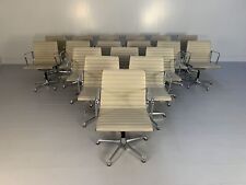 18 ICF Vitra Eames "EA108" Aluminium Chairs - In Pale-Cream Leather - RRP £50...