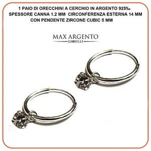 ORECCHINI CERCHIETTO CON PENDENTE ZIRCONE IN ARGENTO 925 - Foto 1 di 3