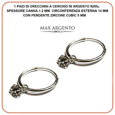 ORECCHINI CERCHIETTO CON PENDENTE ZIRCONE IN ARGENTO 925 - Immagine 1 di 3