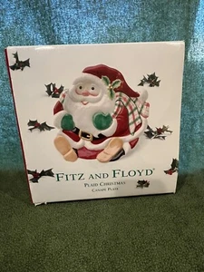 Fitz and Floyd Plaid Christmas Santa Canape Dish Plate Cookie Tray 2064/125 - Picture 1 of 4