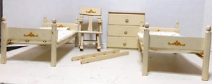 Strombecker Floral Furniture 2 Beds w Bedding-Dresser-Rocking Chair-Bed Ladder - Picture 1 of 17