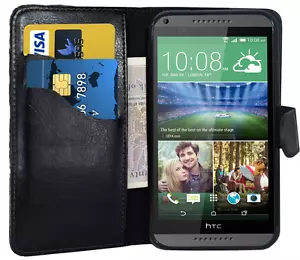 NUEVO NEGRO CARTERA TARJETA RANURA soporte GEL FUNDA PARA HTC TELÉFONO MÓVIL REINO UNIDO envío gratuito - Imagen 1 de 12