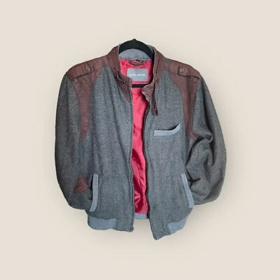 Slate & Stone Wool Blend Jacket Gray Herringbone W/Brown Accents Mens Small - Image 1 of 4