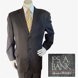 Traje Jos A Bank Signature Collection 'Gordon' Hombre 43R 36x31 Rayas Lana Negro - Imagen 1 de 19