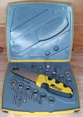 Zip Wrench Ratcheting Set w/ Bits & Sockets - Case Worn, Nice  - Image 1 of 4