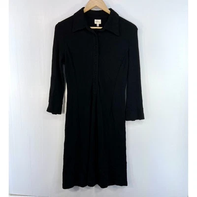 Vestido midi de colección LL Bean negro de lana manga larga con cuello para mujer 6 Foto 1 de 4