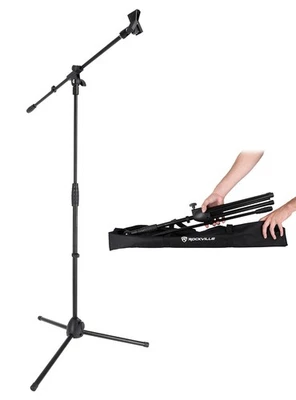 Rockville RVMIC50 Suporte de Microfone Portátil Resistente com Braço Boom, Bolsa de Transporte, Ajustável - Imagem 1 de 4