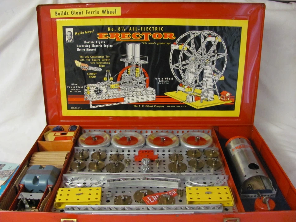 100% COMPLETE MID 50s GILBERT ERECTOR SET/8 1/2 FERRIS WHEEL SET/MINT CONDITION! - Image 1 of 4