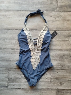 Nuevo con etiquetas Traje de baño Mossimo para mujer S pequeño azul aireado una pieza ligeramente acolchado playa piscina Foto 1 de 2