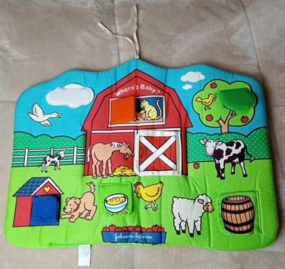 vtg 1986 johnson See Say Baby barnyard sights sounds crinkle squeak infant Crib - Image 1 of 4