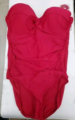 Nuevo MIRACLESUIT Rock Solid Bandeau Traje de Baño de Una Pieza Rojo Granadina Talla 14 Foto 1 de 4