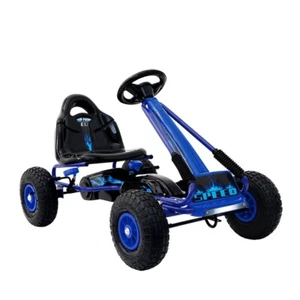 Rigo Kid Pedal Push Go Kart Car Ride On Toy Racing Buggy Rubber Tyre Blue - Picture 1 of 6