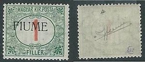 1918-19 FIUME SEGNATASSE 1 F SOPRASTAMPA A MACCHINA MH * - F7.4 - Picture 1 of 1