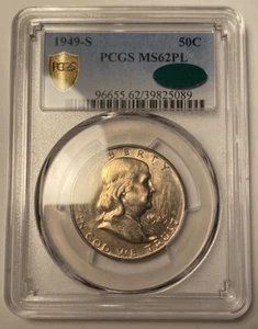 1949-S Franklin Half Dollar PCGS MS62PL CAC Pop 1 - Bild 1 von 4