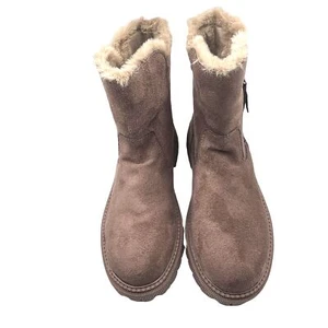 F&8 Fashion Classis Bootie Brown Kahki Suede Side Zip Bootie - Lined - Picture 1 of 12