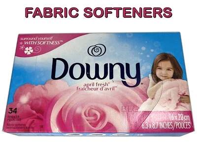 DOWNY APRIL FRESH FABRIC SOFTENERS Downy APRIL FRESH Scented Fabric Softener Dryer laundry Sheets 34 Sheets (1 Box)