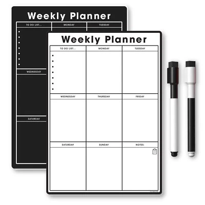 Magnetic Weekly Fridge Planner Whiteboard Chalkboard with Dry Wipe Pen - Image 1 of 4