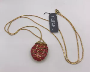 Vintage TRIFARI Ladybug Gold Tone Necklace Unique - Picture 1 of 4