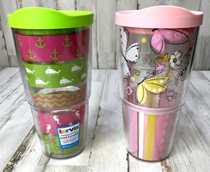 2 vasos Tervis 24 oz mar/mariposas con primavera floral con tapas OSM - Imagen 1 de 9