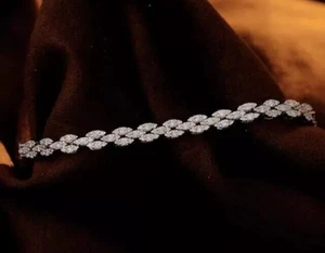 14K White Gold Plated 5Ct Round Cut Lab-Created Diamond Women's Tennis Bracelet - Picture 1 of 9