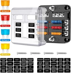 6-Way Car Marine Waterproof Fuse Box Block Holder with LED Indicator For 12V/24V - Picture 1 of 8
