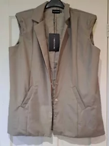 Pretty Little Thing Taupe Sleeveless Oversized Blazer Size UK 14 BNWT - Picture 1 of 3