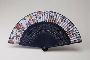 TOKYO ASAKUSA TAKAHISA Sensu silk Folding Fan with bag hana chirashi from Japan - Picture 1 of 4