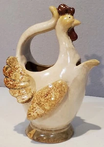 Glazed Pottery Chicken  Hen - Ceramic Pitcher - Picture 1 of 13