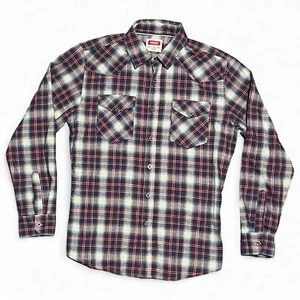 Wrangler Blue Red Plaid Vintage Western Button Down Long Sleeve Shirt Men Size M - Picture 1 of 6