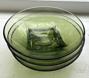 VTG Hazel Atlas Colony Square Green Glass Salad 7 1/2” Bowls MCM SET OF THREE - Picture 1 of 9